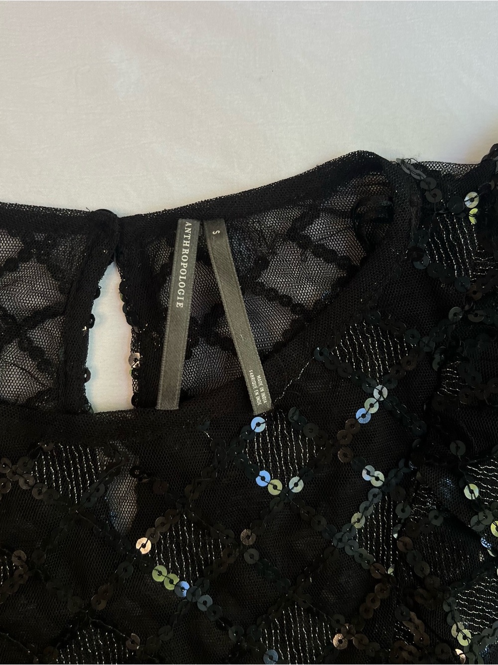 By Anthropologie Semi-Sheer Sequin Top - Picture 3 of 5